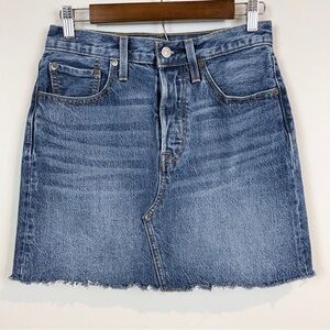 Levi's Classic Icon Deconstructed Button Fly Denim Mini Skirt 27